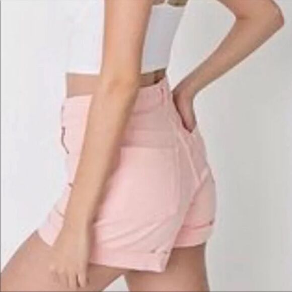 AMERICAN APPAREL High Waist Denim Short Cuff Pink 30 / 31 - Picture 6 of 7